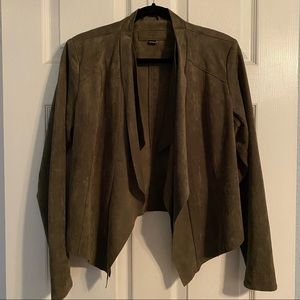 EUC - BLANK NYC Faux Suede Drape-front jacket in Olive - Medium